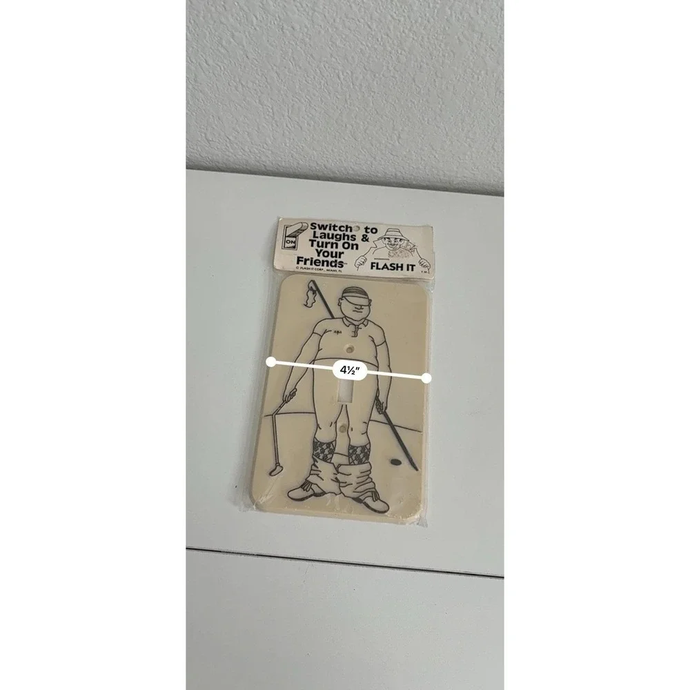 Vintage 1976 Flash It Corp Golfer Light Switch Plate Cover NOS Novelty Gag Gift